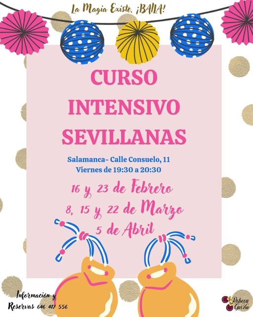 Curso Intensivo de Sevillanas 16 y 23 de febrero, 8,15 y 22 de marzo y 5 de abril